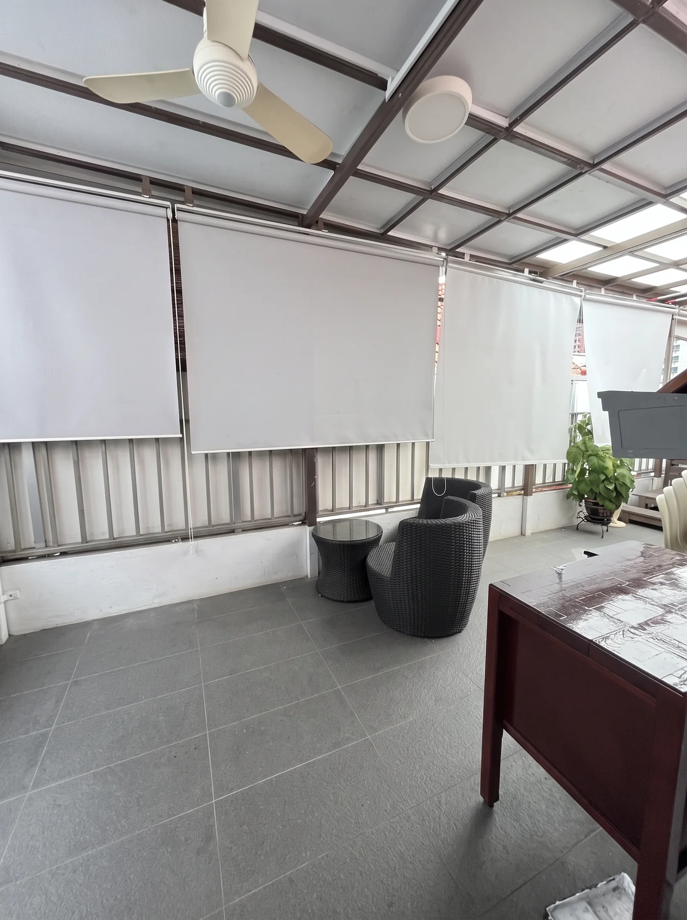 Covered terrace area at a Tokë Living home